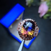 Foreign trade order processing 925 silver plating rose gold purple yellow crystal ring living mouth adjustable