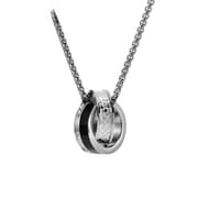 Fashion Titanium Steel Double Ring Necklace TikTok Hip Hop ins Trendy Men's Distinctive Crystal Pendant Long Woolen Chain Accessories