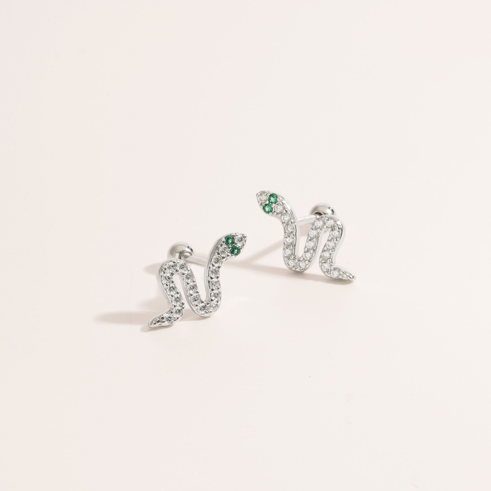 Cross-border Hot Sale S925 Sterling Silver Snake Nut Earrings Female Flash Zirconium Unique Personality Design Sense Earrings Tide