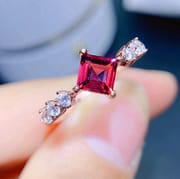 Clear goods simple fashion 925 silver inlaid natural magnesium aluminum garnet female ring live 5*5mm a generation of hair
