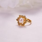Pearl Jewelry Opening Adjustable Ring Real Gold Electroplated Micro-inlaid Zircon Freshwater Pearl Ring