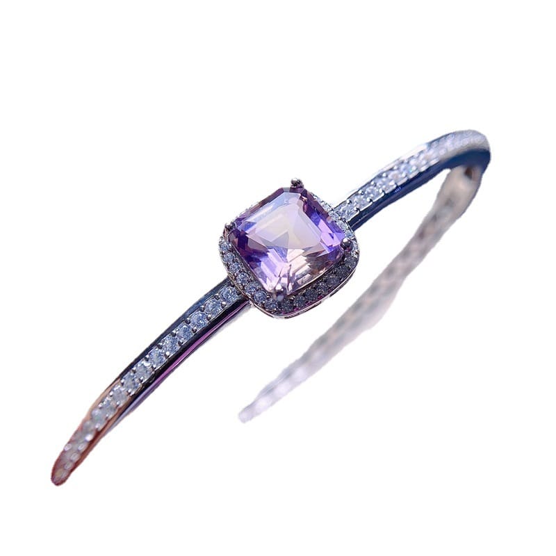 New on the new 925 silver natural Asche purple yellow crystal bracelet gift wholesale