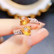 Factory wholesale explosions natural citrine ring S925 silver inlaid main stone 5*5 selling Europe and the United States a generation of hair