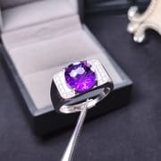 Fireworks Amethyst Men's Ring 925 Silver Fireworks Amethyst Men's Ring Adjustable Ring Wholesale