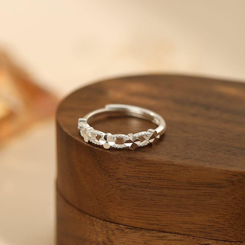 Po S999 Silver Lucky Four-leaf Clover Hollow Ring Sweet Simple Mori Niche Elegant Bracelet