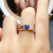 Factory wholesale explosions natural sapphire ring S925 silver inlaid main stone 5*5 selling Europe and the United States a generation of hair