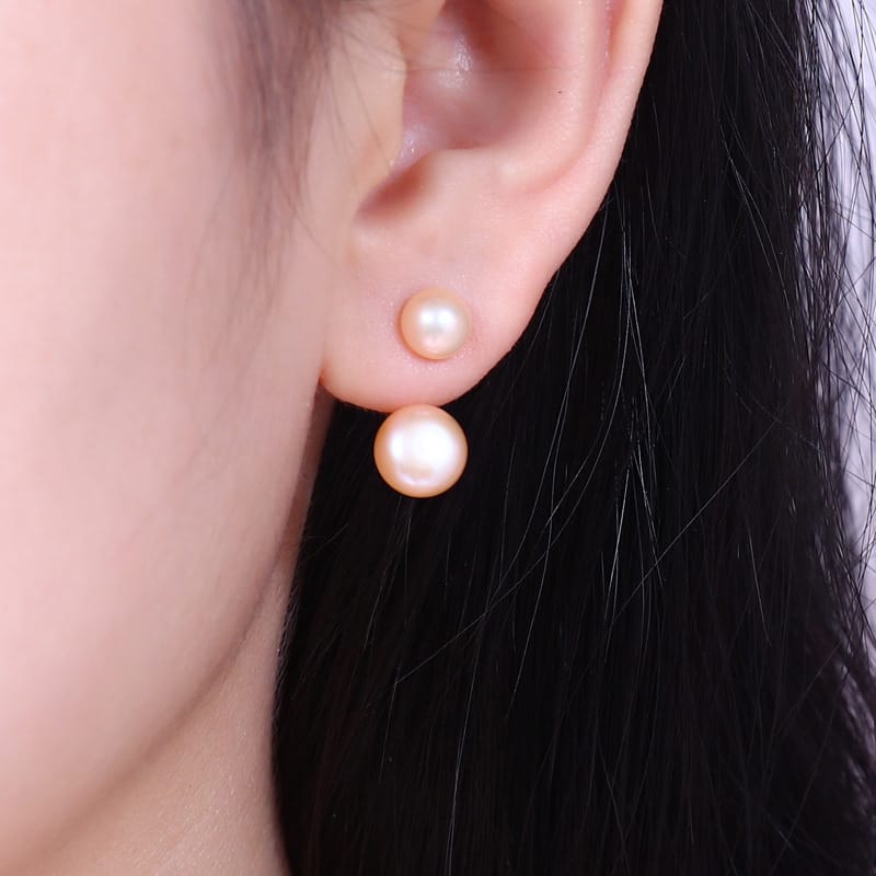 Natural Freshwater Pearl Earrings Korean Temperament Size Two-sided Bead Earrings Fashion Trend Simple Earrings