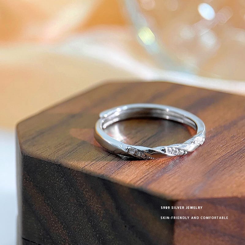 Po S999 Silver Mobius Ring Couple's Ring Simple Light Luxury High Sense Adjustable Ring Gift