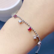 Natural pink tourmaline bracelet luxury exquisite women's 925 silver inlaid pink tourmaline beautiful colorful treasure wholesale