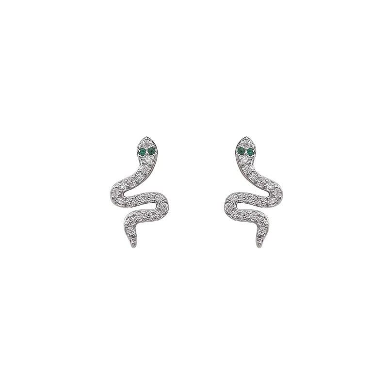 Cross-border Hot Sale S925 Sterling Silver Snake Nut Earrings Female Flash Zirconium Unique Personality Design Sense Earrings Tide