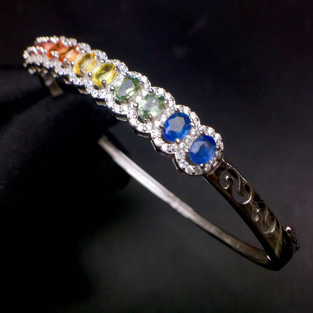 Natural color sapphire bracelet 925 silver jewelry live supply