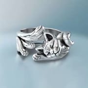 Cross-border new kitten opening ring wish supply lazy cat ring fashion ladies jewelry wholesale
