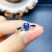 Factory wholesale explosions natural sapphire ring S925 silver inlaid with the main stone 4*5 selling Europe and the United States a generation of hair