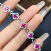 Natural laochu ruby bracelet 4 * 6mm 925 silver inlaid natural laochu ruby bracelet beautiful style