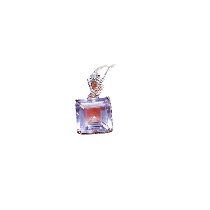 Fashion New Natural amethyst pendant 8 * 8mm women's pendant 925 silver live wholesale