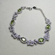 Natural olivine bracelet wholesale 925 silver