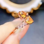Factory wholesale explosions natural citrine ring S925 silver inlaid main stone 5*5 selling Europe and the United States a generation of hair