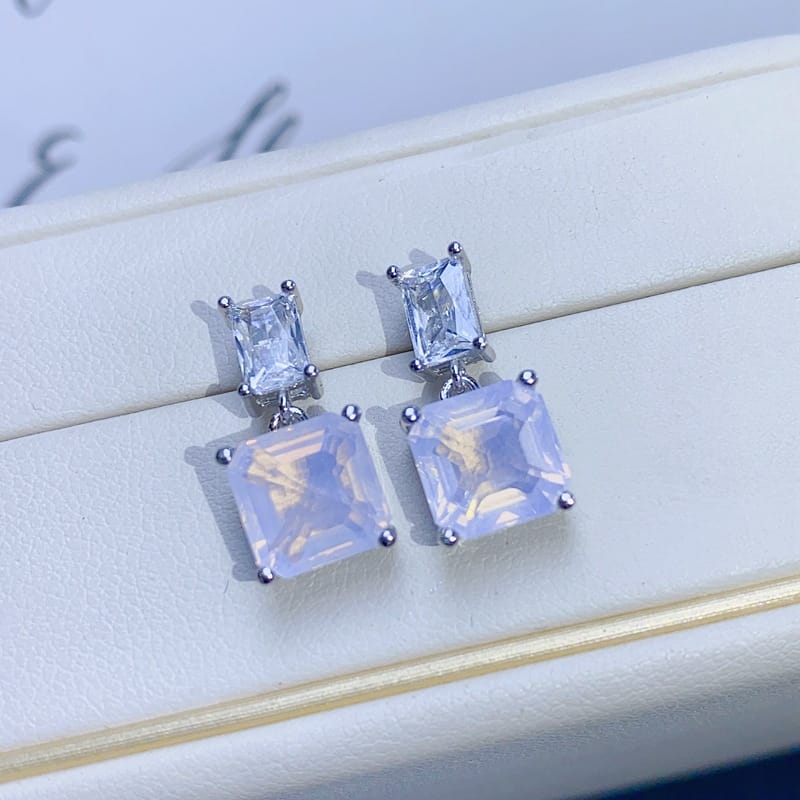 Natural Lavender Amethyst Earrings 925 Silver Refresher Japanese and Korean Internet Celebrity Light Luxury Super Flash Topaz Earrings Overchecked