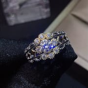 0.5 karat Mosang Diamond Women's Ring GRA Certificate Black Card Waist Code 925 Silver Inlay Plating Double Color