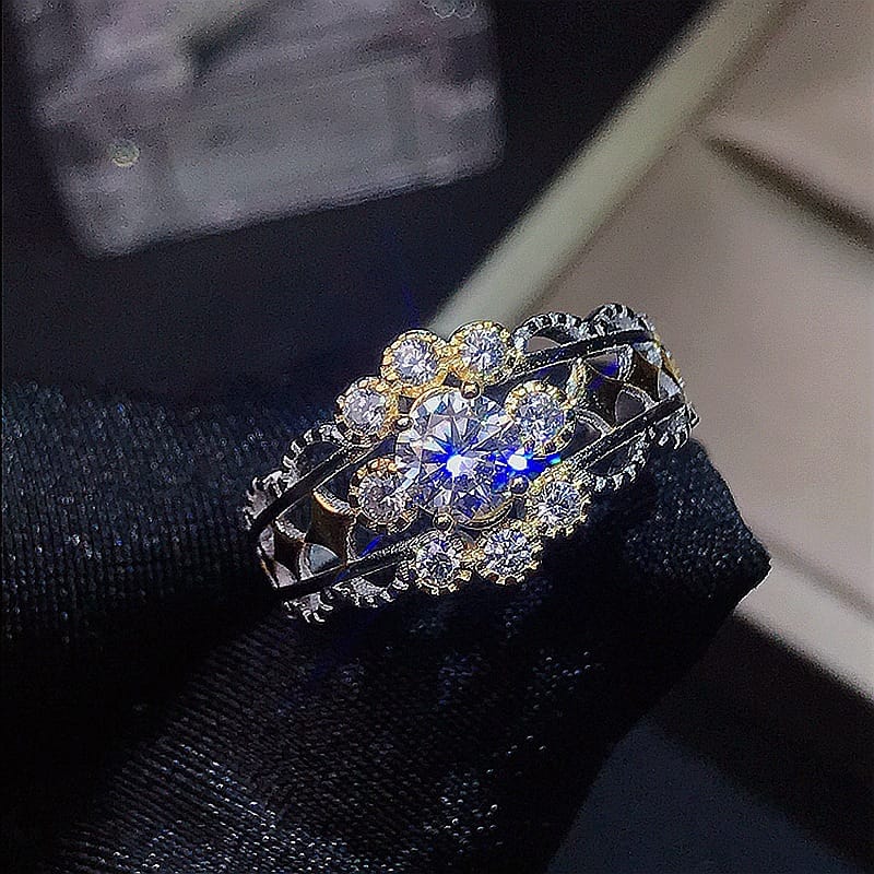 0.5 karat US Mossan Diamond Women's Ring GRA Certificate Black Card Waist Code 925 Silver Inlay Plating Double Color