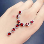 Fashion natural garnet necklace 925 silver inlaid garnet with Row Women's clavicle necklace wholesale