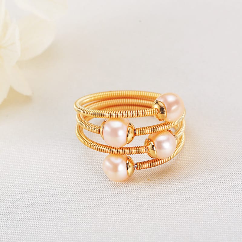 Real Freshwater Pearl Ring Accessible Luxury Multi-layer Winding Design Index Finger Ring Simple Handmade Winding Ring Hand Jewelry New Style