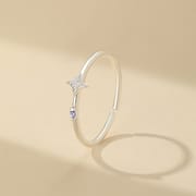 Po S999 foot silver four mans star zircon ring personality fashion sense multi-color simple gentle hand decoration generation hair