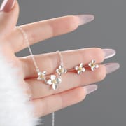 Original Po S999 Silver Gardenia Time Series suit Fresh Pastoral Style Gentle Fresh Clavicle Chain