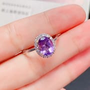 Natural amethyst female ring style elegant send girlfriend 925 silver wholesale overseas supply inspection