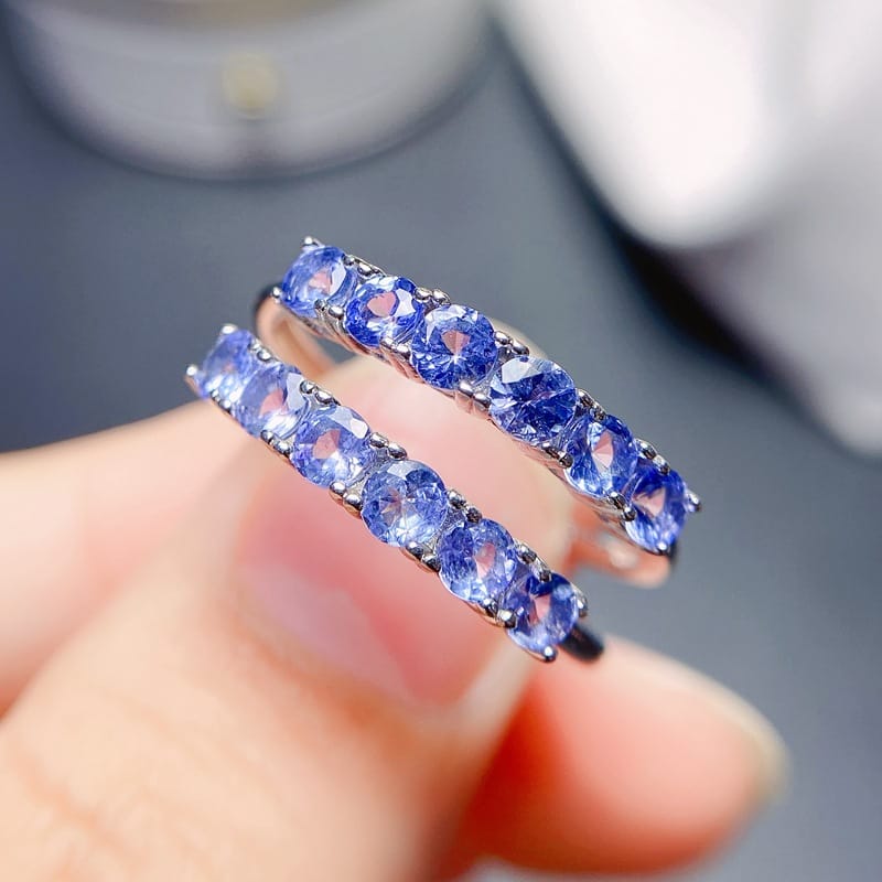Natural stone row ring 925 silver electroplating 18K gold live mouth beauty ring live broadcast dedicated for one-piece delivery
