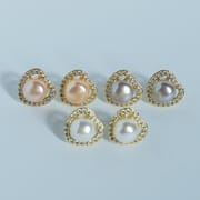 Freshwater Pearl Earrings Daily Simple Exquisite Micro-inlaid Zircon Flower Earrings Women's S925 Silver Needle Anti-allergic Earrings