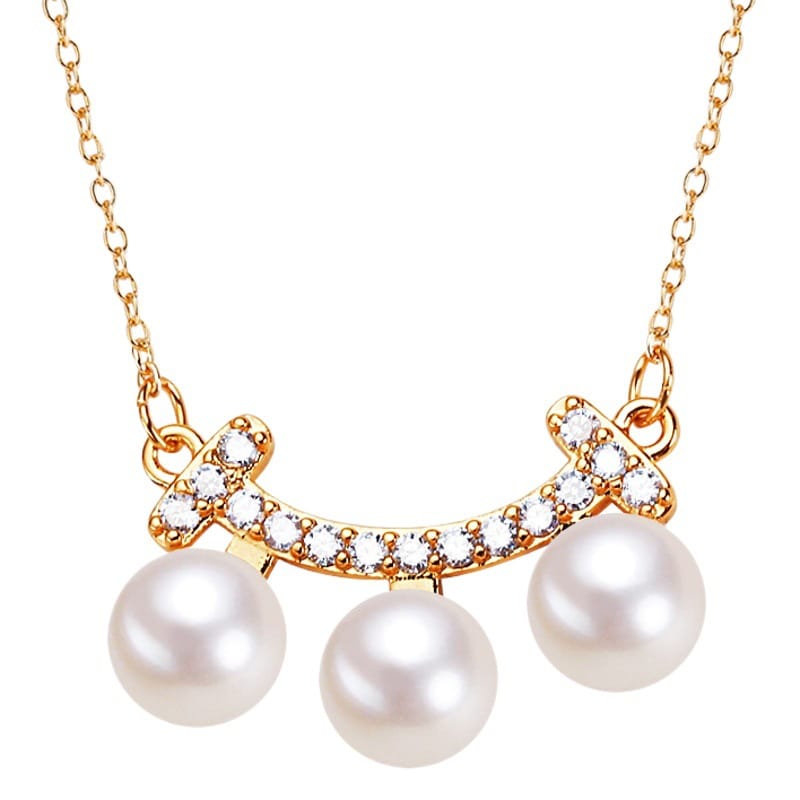 Pearl Jewelry Balance Beam Necklace Girly Temperament Freshwater Pearl Pendant Clavicle Chain Necklace Women