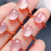 Simple natural pink crystal ring Furong stone open mouth female ring live streaming TikTok Foreign live wholesale