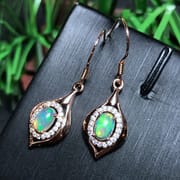 925 silver inlaid natural opal stud earrings cheap price colorful treasure wholesale factory