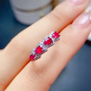 925 silver new burning Ruby women's row ring style simple exquisite fashion live broadcast supply