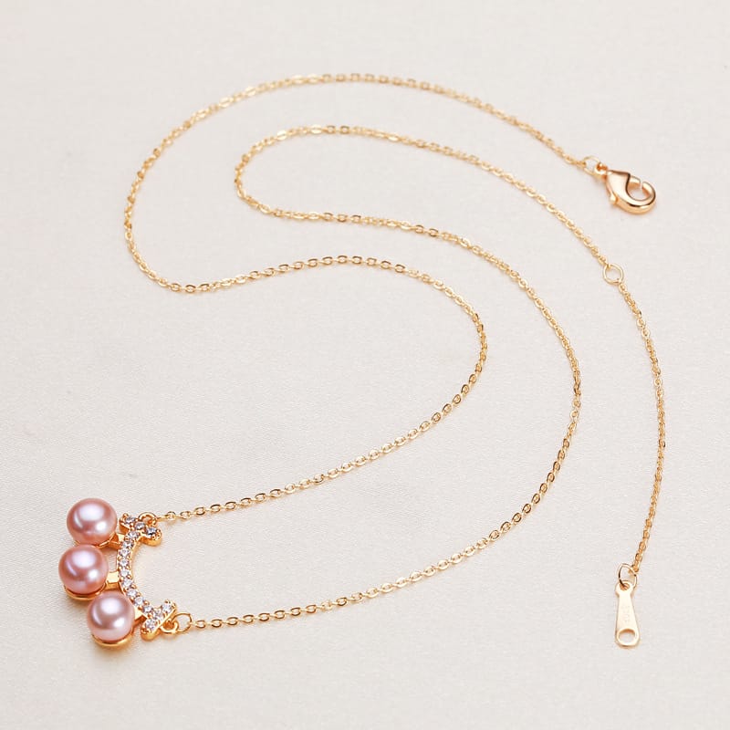 Pearl Jewelry Balance Beam Necklace Girly Temperament Freshwater Pearl Pendant Clavicle Chain Necklace Women