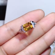 Caibao wholesale 925 silver inlaid natural citrine male ring bulk supply
