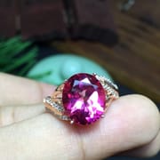 5 karat natural powder Topa ring wholesale 925 silver wholesale comparable red tourmaline support identification