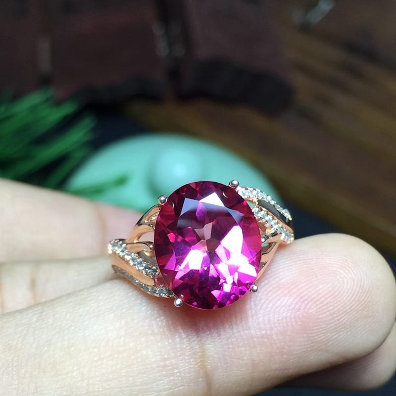 5 karat natural powder Topa ring wholesale 925 silver wholesale comparable red tourmaline support identification