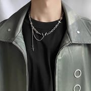 Cross zircon non-fading titanium steel necklace men's all-match high-end sense Cuban chain personality niche neck chain necklace