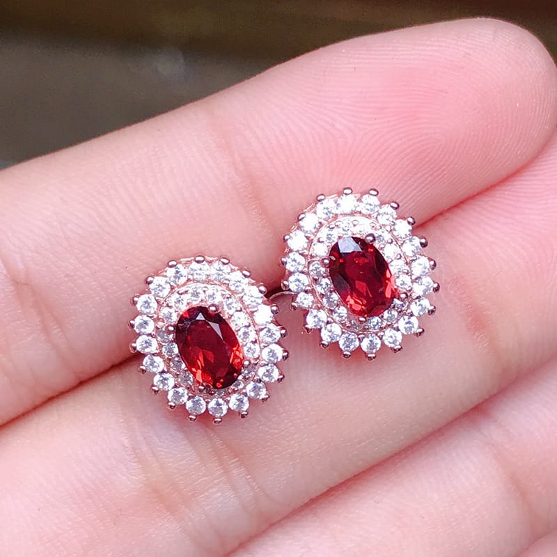 New low price 925 silver detection mall Garnet ladies earrings