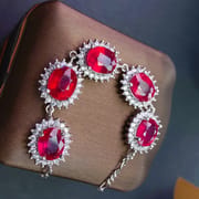 Live delivery ruby bracelet 925 silver Ruby women's bracelet with extended chain one-piece delivery