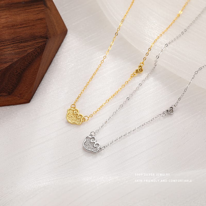 S999 Pure Silver Guofeng Ruyi Lock Necklace Women's New Chinese Hanfu Cheongsam Elegant Clavicle Chain Accessories 