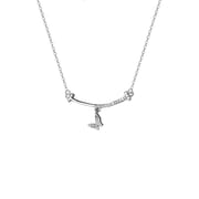 Aobao S999 pure silver smiling butterfly necklace niche design line exquisite diamond-embedded fashion light luxury clavicle chain