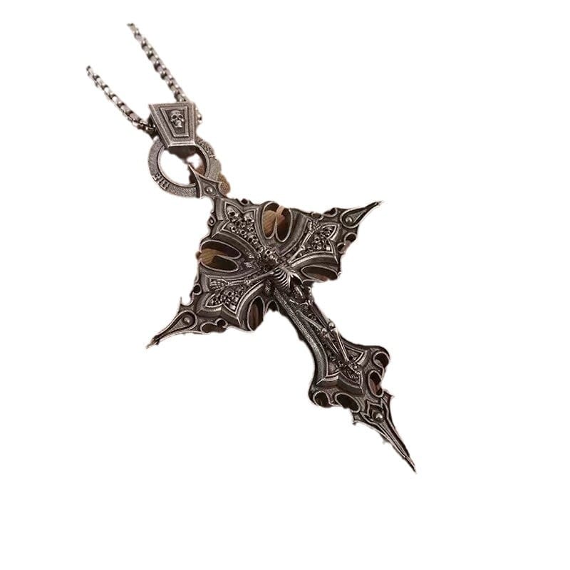 Amazon Cross-border Personality Retro Gothic Cross Skull Pendant Necklace European and American Fashion Exaggerated Pendant