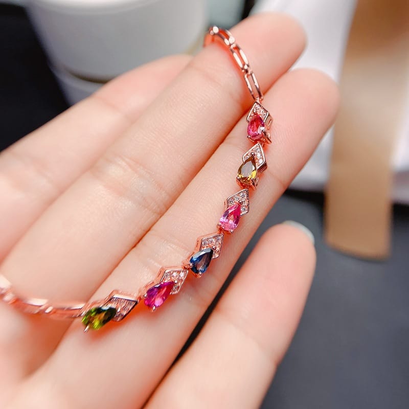 Natural tourmaline bracelet colorful treasure wholesale live broadcast supply gem quality good style exquisite detection