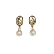 Natural Freshwater Pearl Earrings New Chinese Style Landscape Painting Pearl Earrings National Tide Delicate Earrings New Earrings