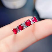 Small fresh fashion Natural Ruby female ring 925 silver live mouth 3.5*3.5mm beauty ring trembles wholesale