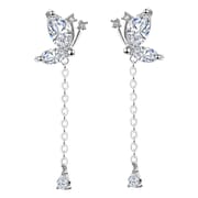 Po 999 Sterling Silver Butterfly Earrings Women's Korean Elegant Long Mori Super Fairy Earrings Fashionable Ear Jewelry