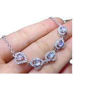 925 silver inlaid natural blue moonstone bracelet wholesale 3.5*3.5mm crystal clean with long chain